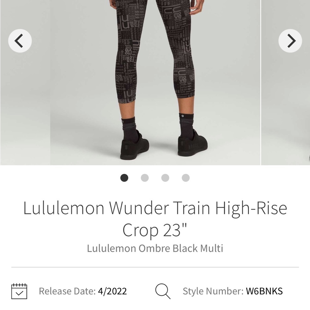 Lululemon Athletica Black Text Print Leggings